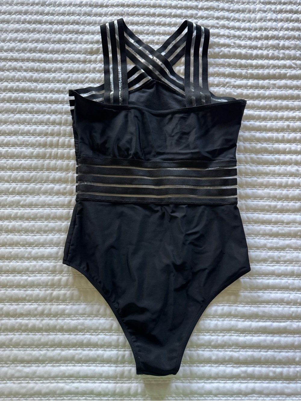 Pink Lily One Piece Swimsuit with Sheer Details - Black (Small) LIKE NEW - Picture 2 of 5